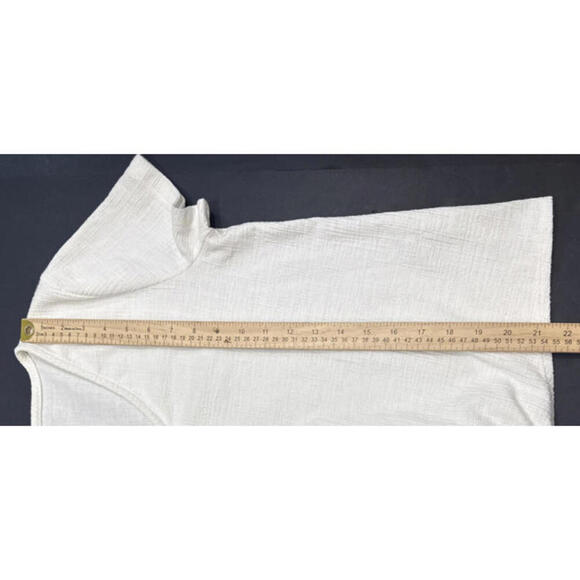 J. Crew White Cotton Minimalist Boho Beach Front Knot V Neck Blouse Small - Picture 3 of 13